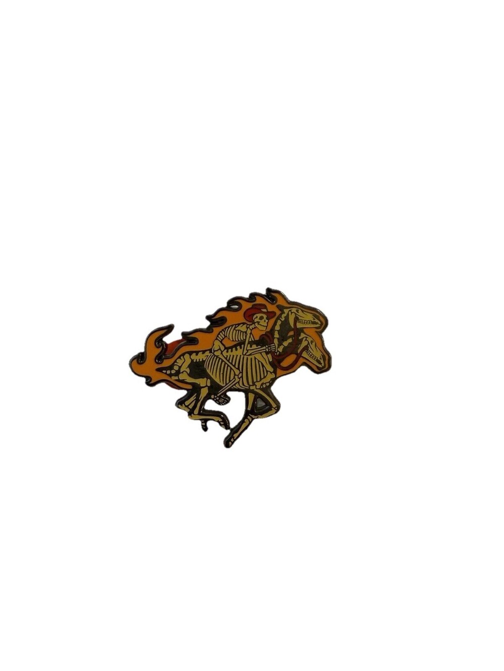 Hypland Skeleton Cowboy Enamel Pin - Flaming Skeleton Horse Streetwear
